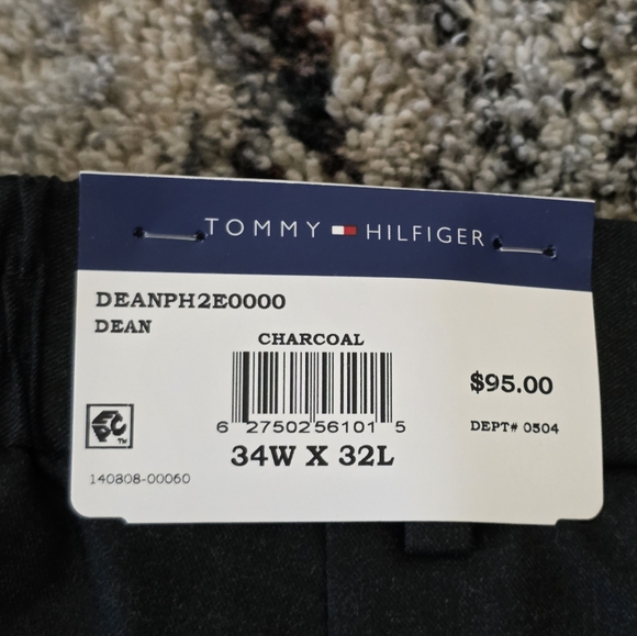 Tommy Hilfiger Mens Dress Pants 34x32 Wrinkle Free Charcoal Career $95 Relax Fit - Picture 4 of 6
